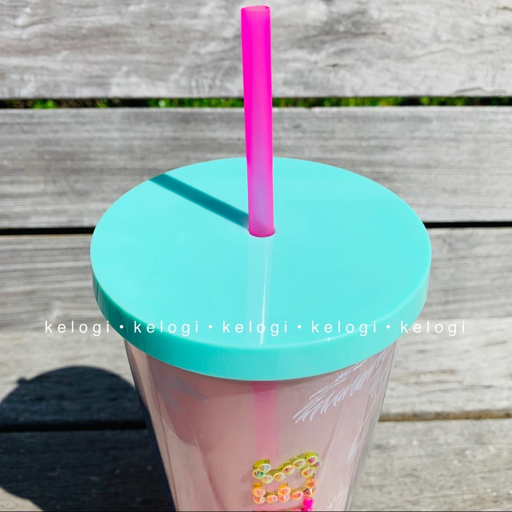 🌈NEW🌈Starbucks Custom Rainbow Bedazzled Bling Iridescent Los Angeles Tumbler - Picture 6 of 8